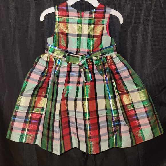 NWT! Bonnie Jean Plaid Metallic Dress & Red Velvet Bolero. Sz 2T - Picture 7 of 11